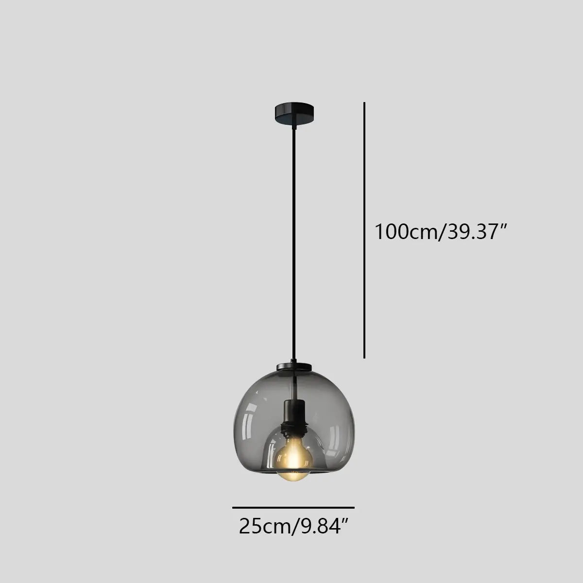 Feyran Smoky Grey Glass Pendant Light