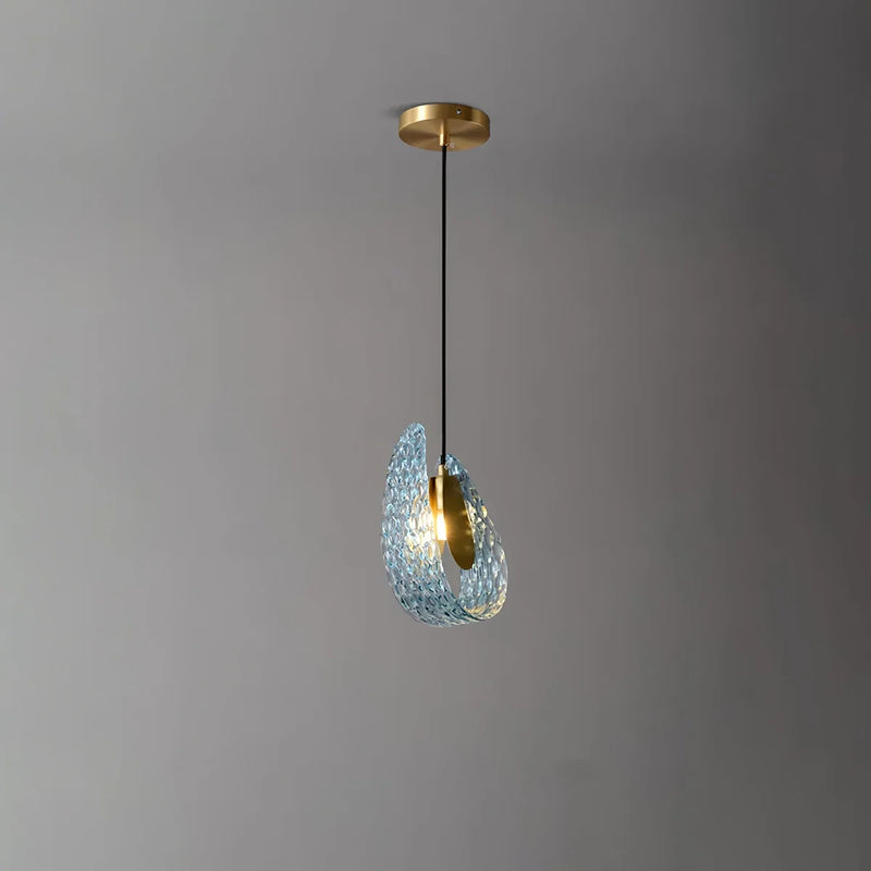 Feyran Peacock Blue Art Glass Chandelier for Dining Room