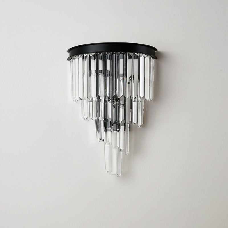 Modern 4-Tiers Crystal Wall Sconce - Black | Feyran