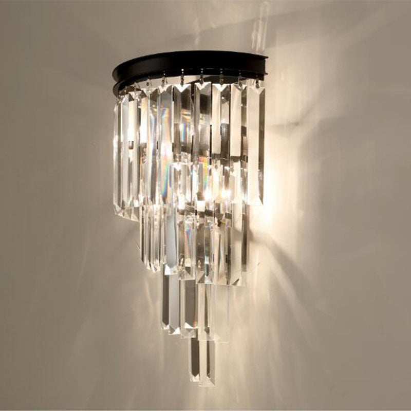 Modern 4-Tiers Crystal Wall Sconce - Black | Feyran