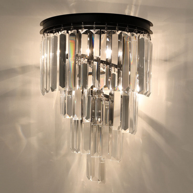 Modern 4-Tiers Crystal Wall Sconce - Black | Feyran