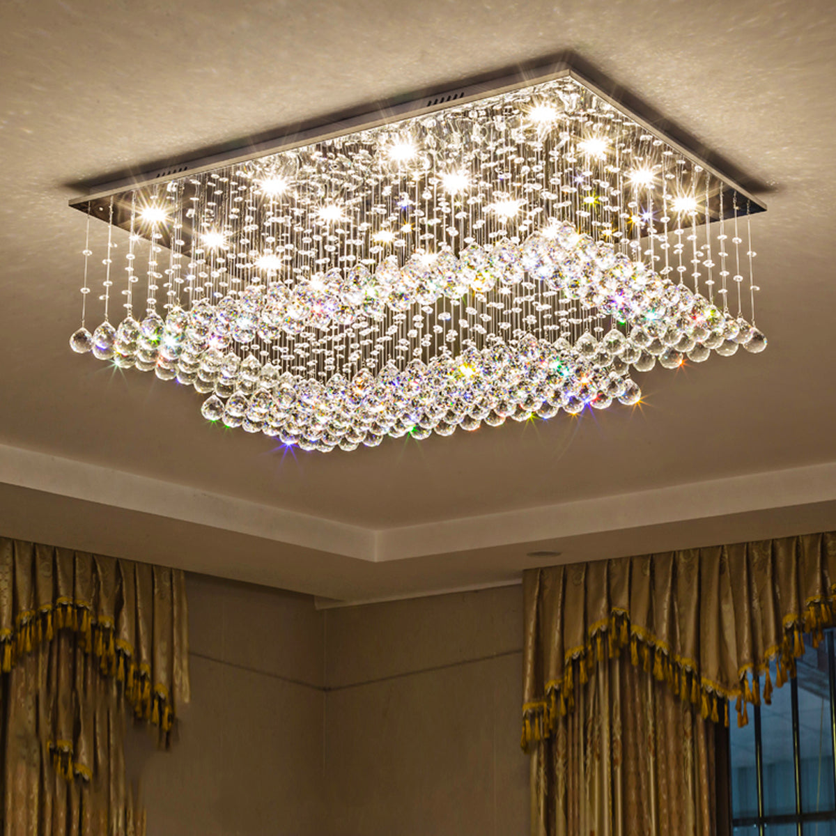 Rectangular Multi layer Cloud Design Crystal Chandelier | Feyran