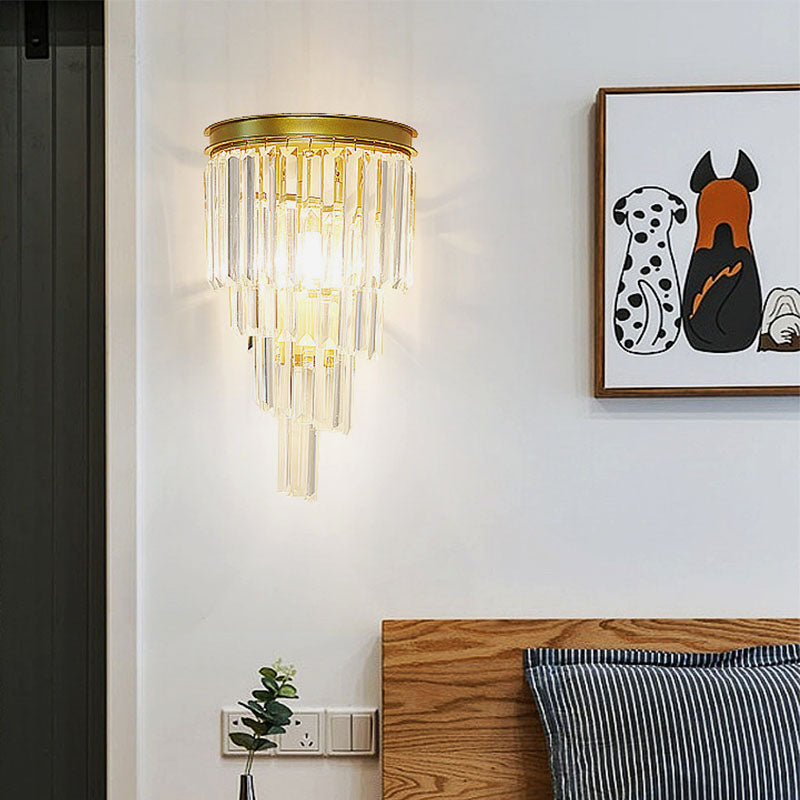 Modern 4-Tiers Crystal Wall Sconce - Bedroom | Feyran