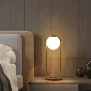Gold Frame White Glass Globe Table Lamp - Simple design - Bedroom