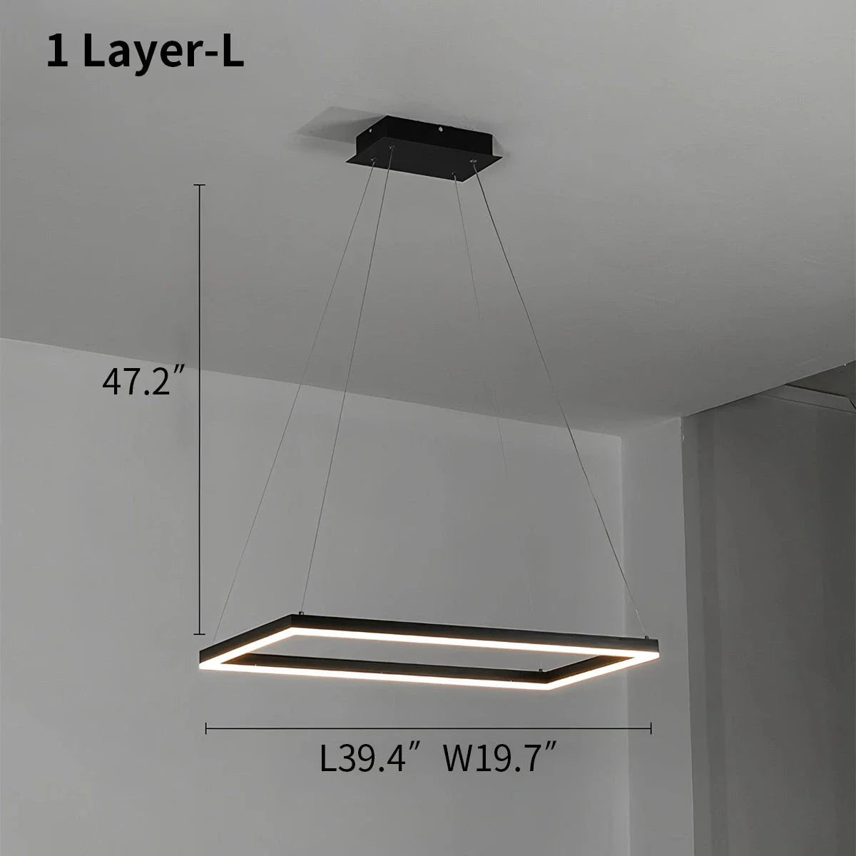 Feyran Modern Black Tiered Rectangular Chandelier