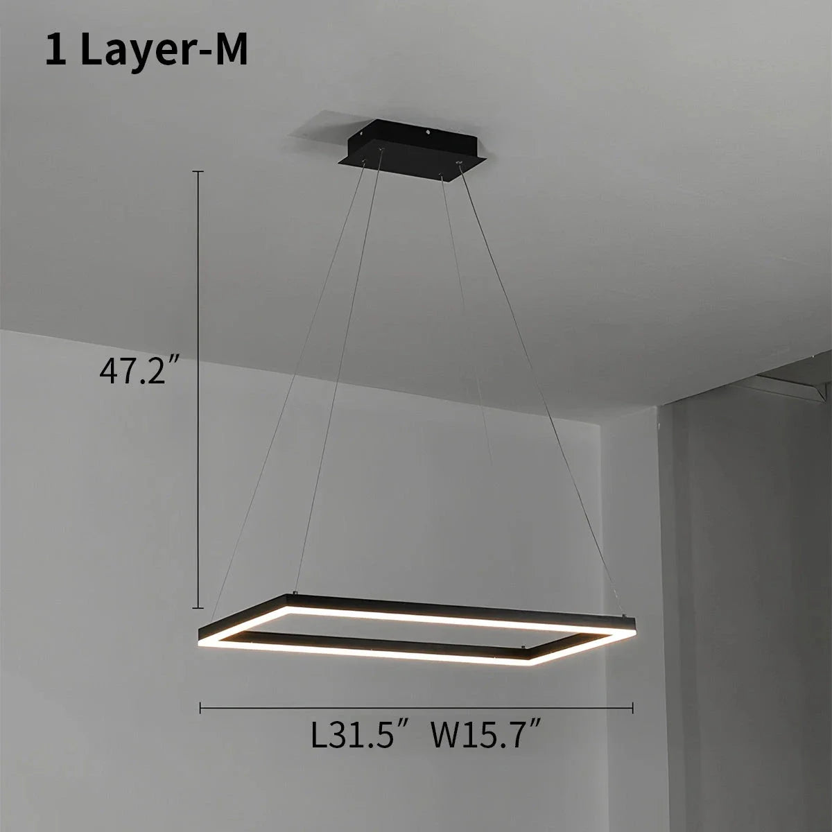Feyran Modern Black Tiered Rectangular Chandelier