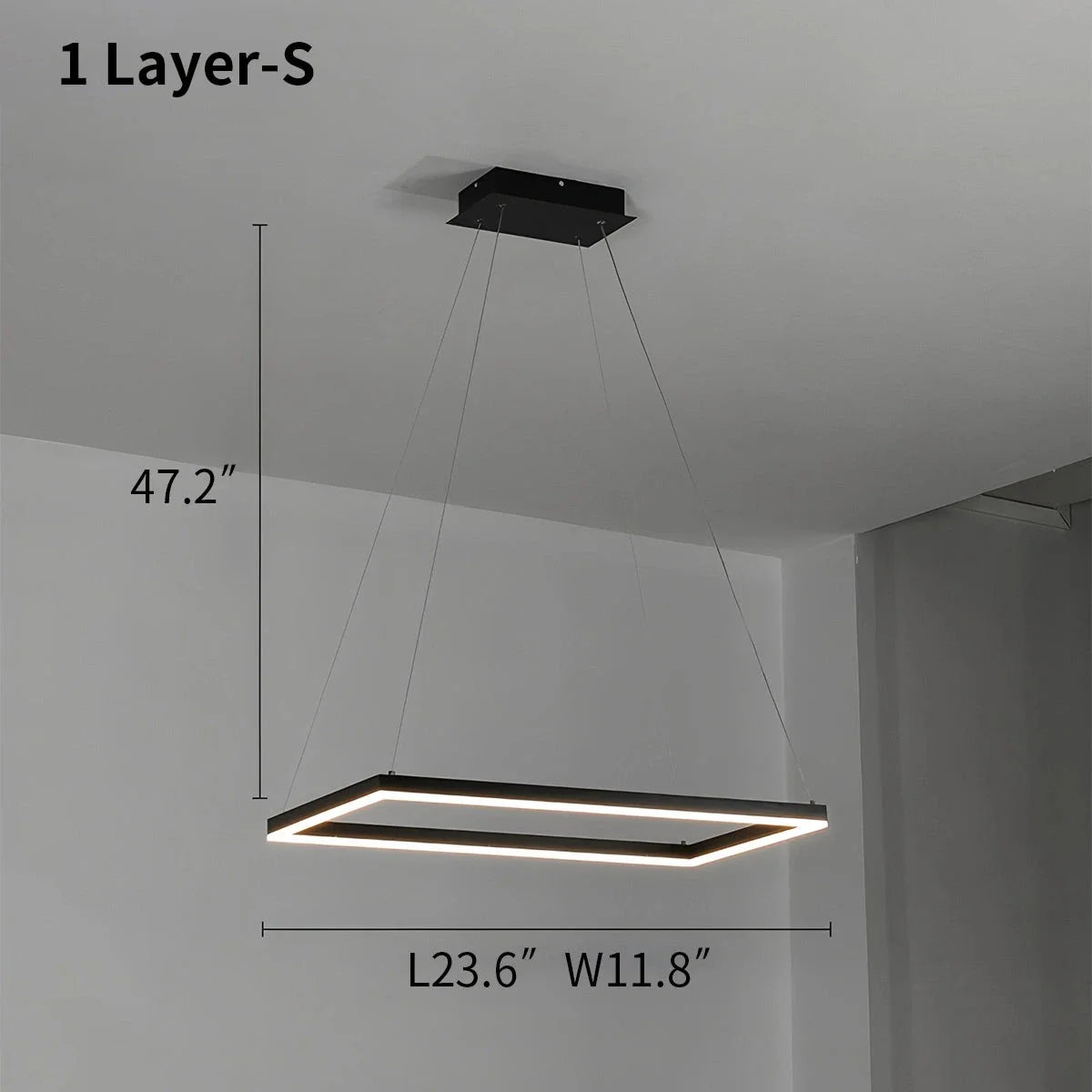 Feyran Modern Black Tiered Rectangular Chandelier