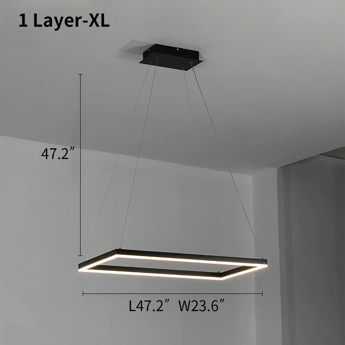 Feyran Modern Black Tiered Rectangular Chandelier