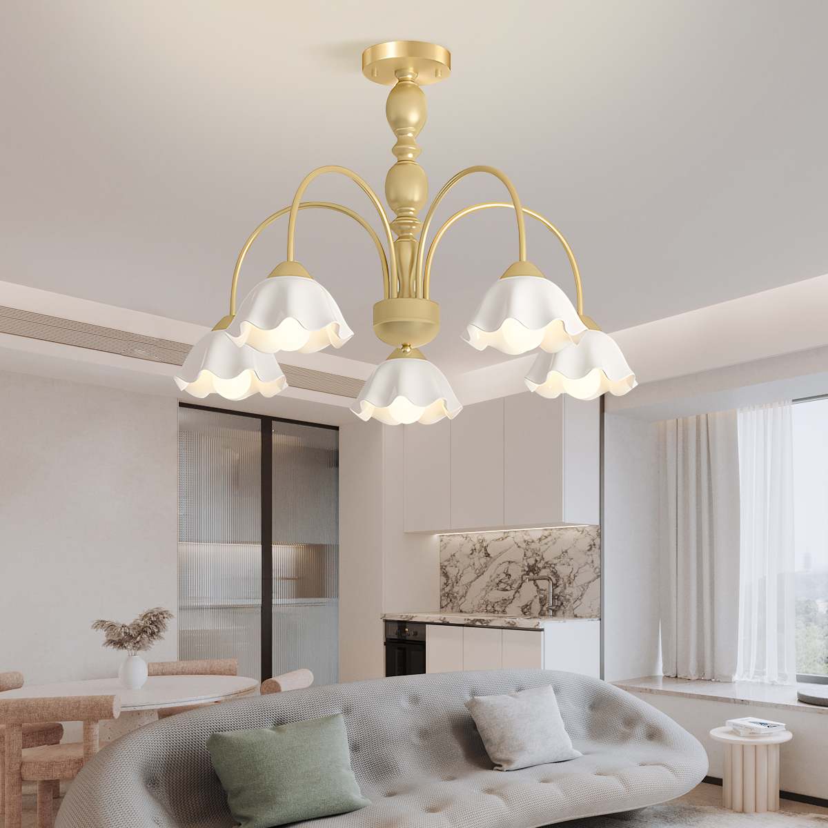 Feyran French Pastoral Style Flower Chandelier