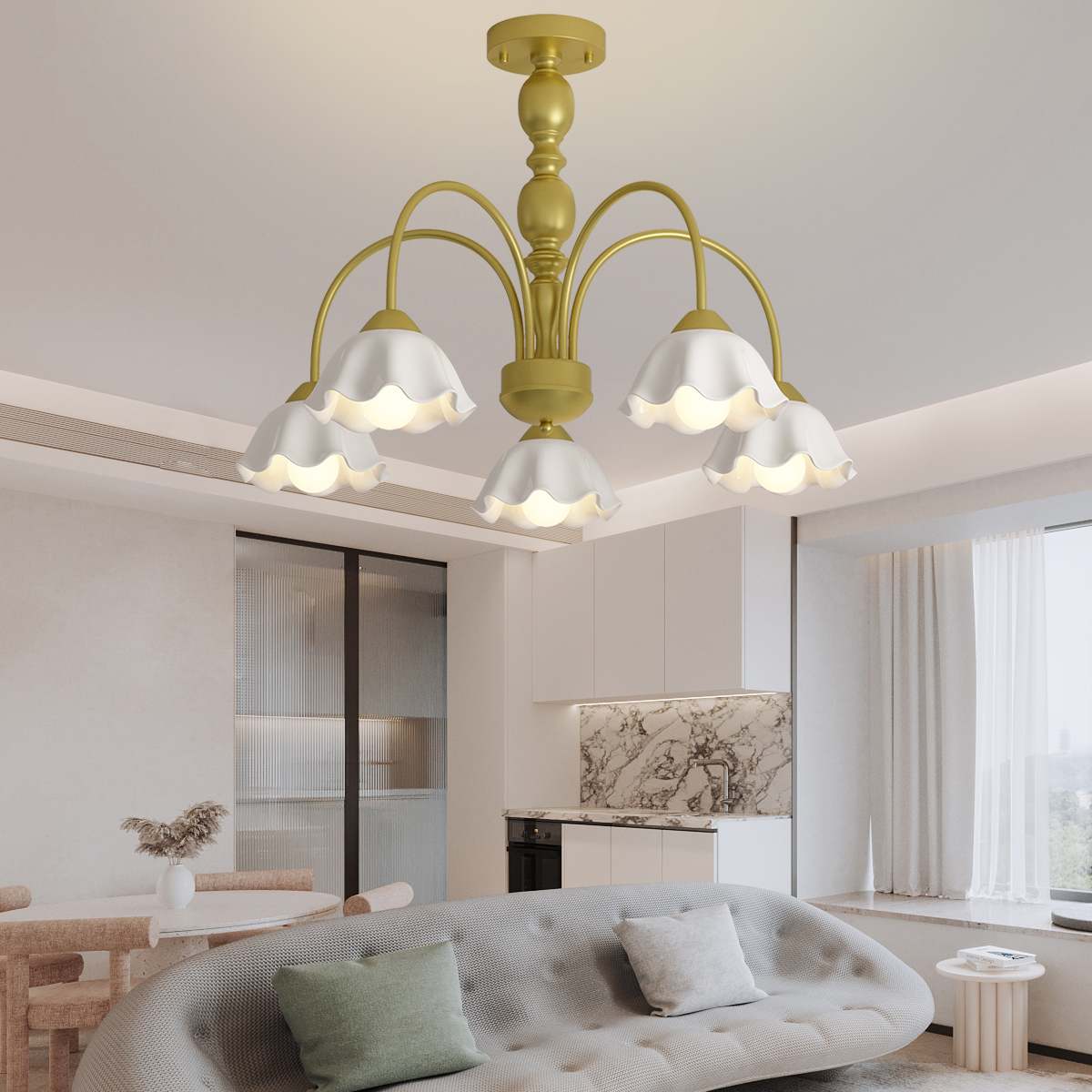 Feyran French Pastoral Style Flower Chandelier