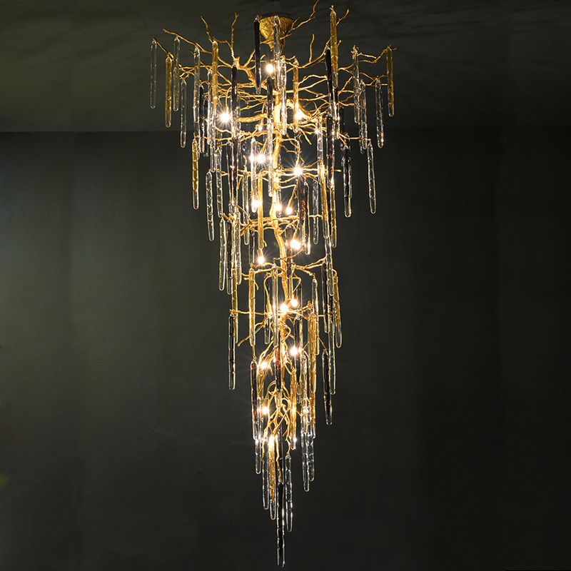 Dora Raindrop Colorful Crystal Staircase Chandelier - Feyran