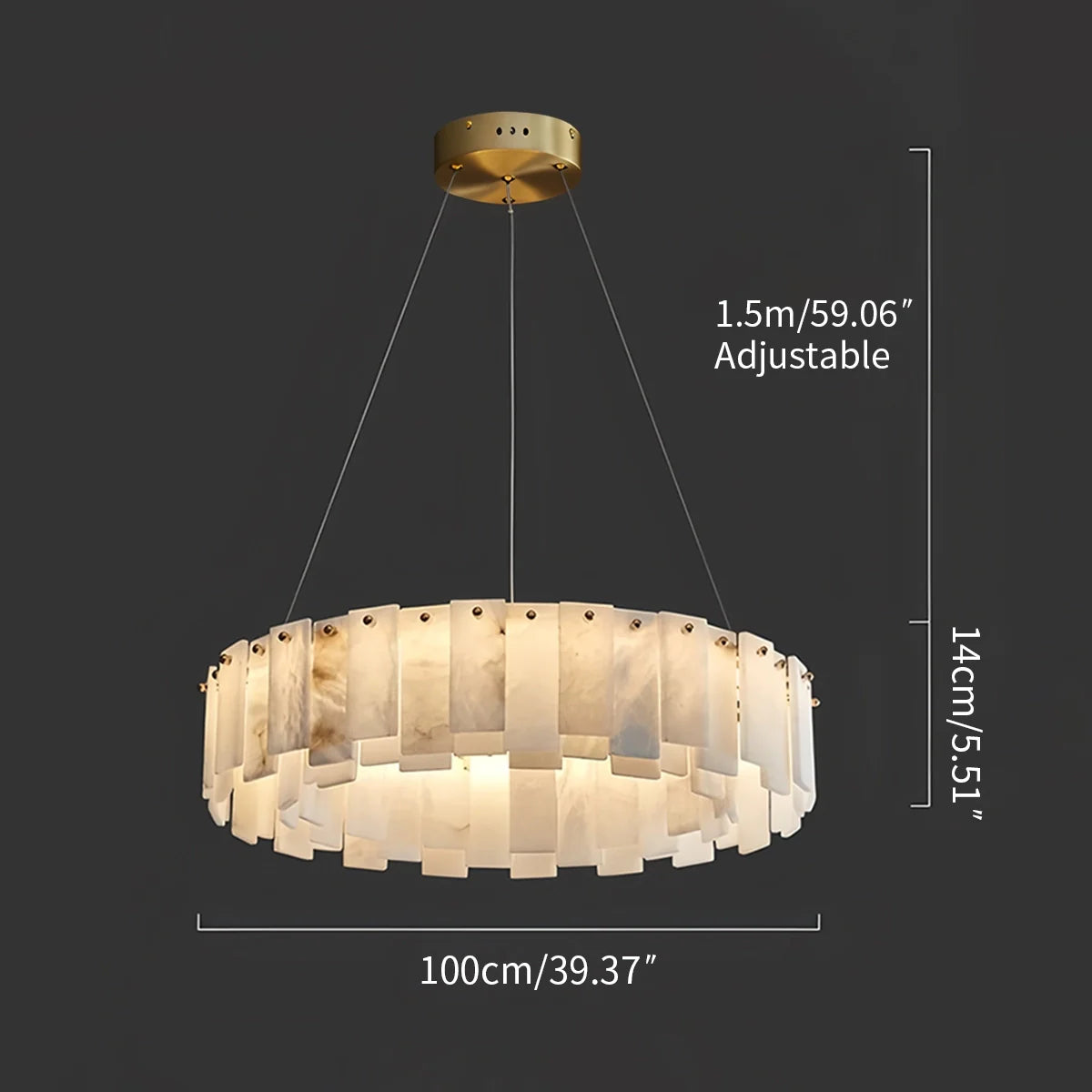 Feyran Modern Ring Spanish Alabaster Chandelier for Living Room
