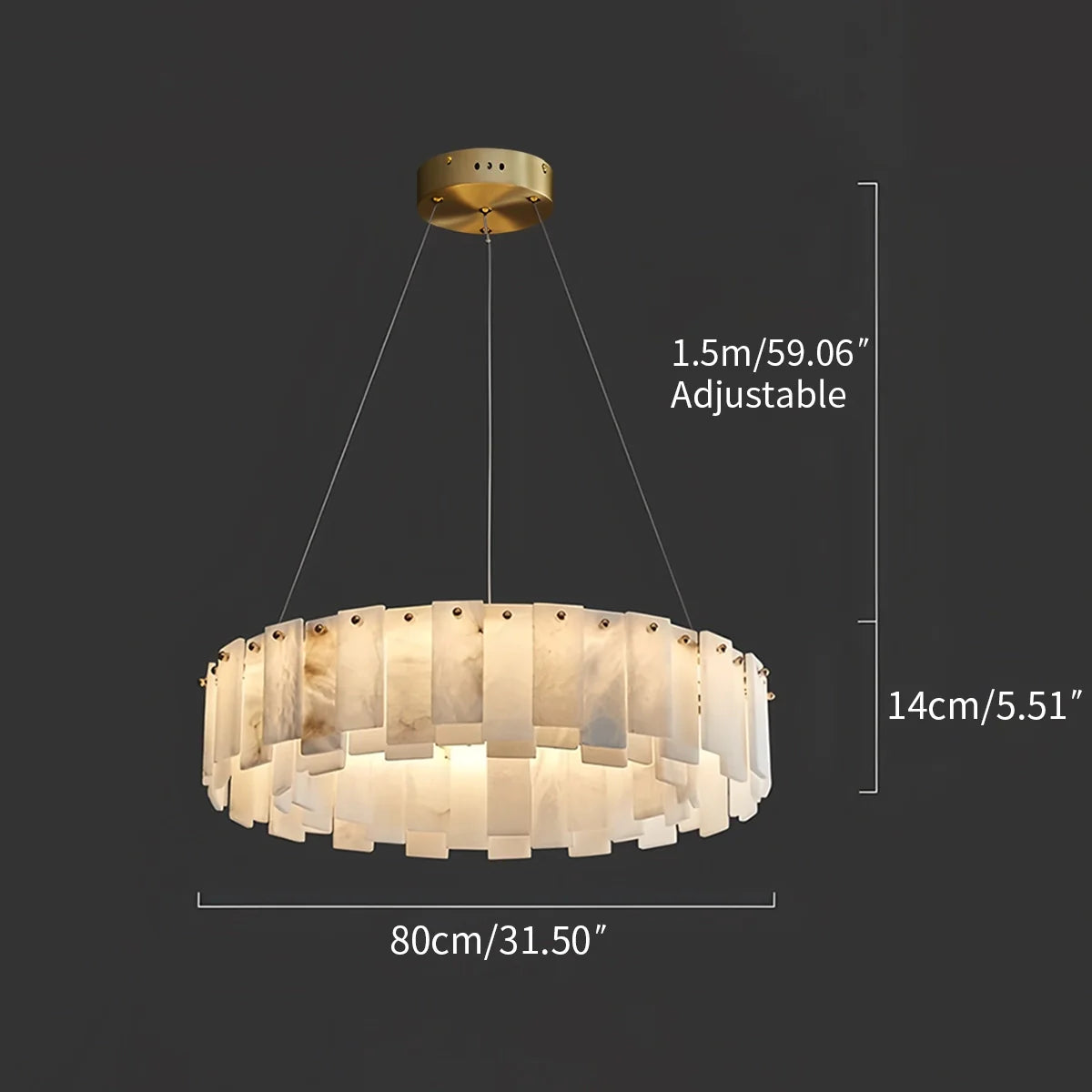Feyran Modern Ring Spanish Alabaster Chandelier for Living Room
