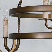 2-Tier Bronze Wagon Wheel Chandelier-details|Feyran