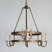 2-Tier Bronze Wagon Wheel Chandelier-light-off|Feyran