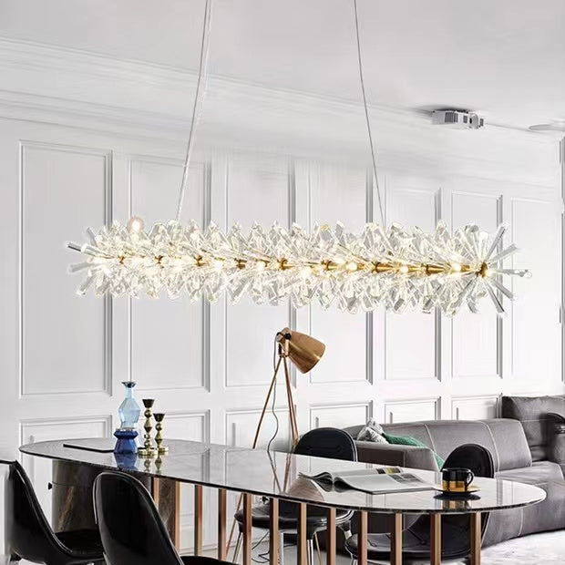 2 Wheel Frozen Ice Crystal Chandelier Light For Living Room Dining Hall