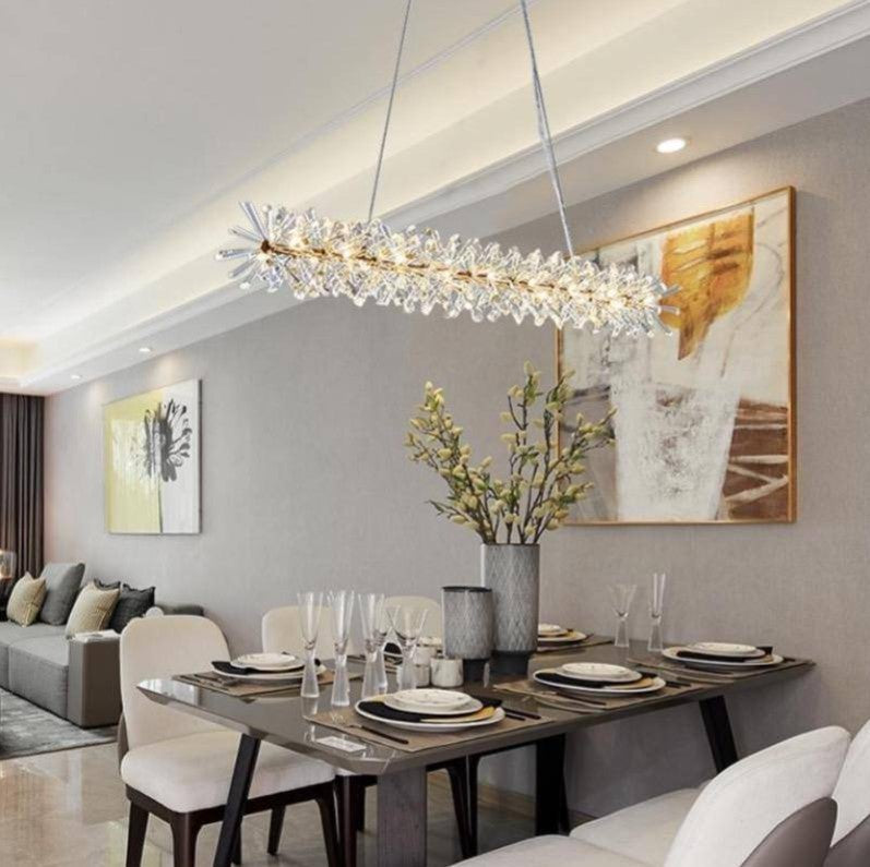 2 Wheel Frozen Ice Crystal Chandelier Light For Living Room Dining Hall