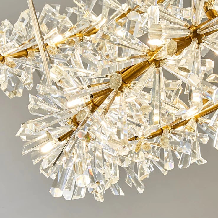 2 Wheel Frozen Ice Crystal Chandelier Light For Living Room Dining Hall