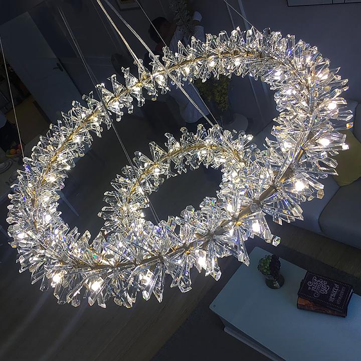 2 Wheel Frozen Ice Crystal Chandelier Light For Living Room Dining Hall