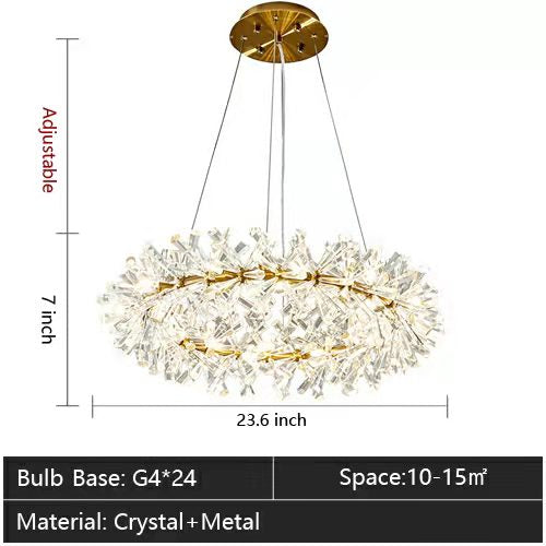 2 Wheel Frozen Ice Crystal Chandelier Light For Living Room Dining Hall