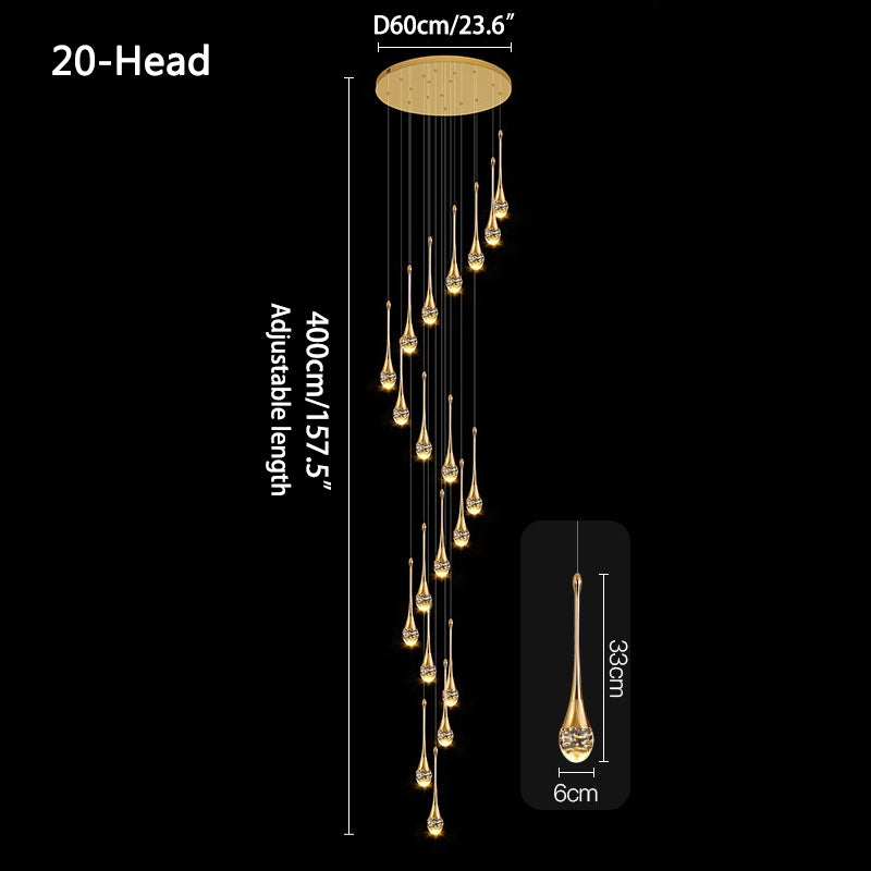 Feyran Luxury Water Drop Pendant Chandelier for Living Room