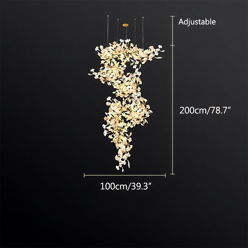 Feyran Large Ginkgo Leaf Chandelier