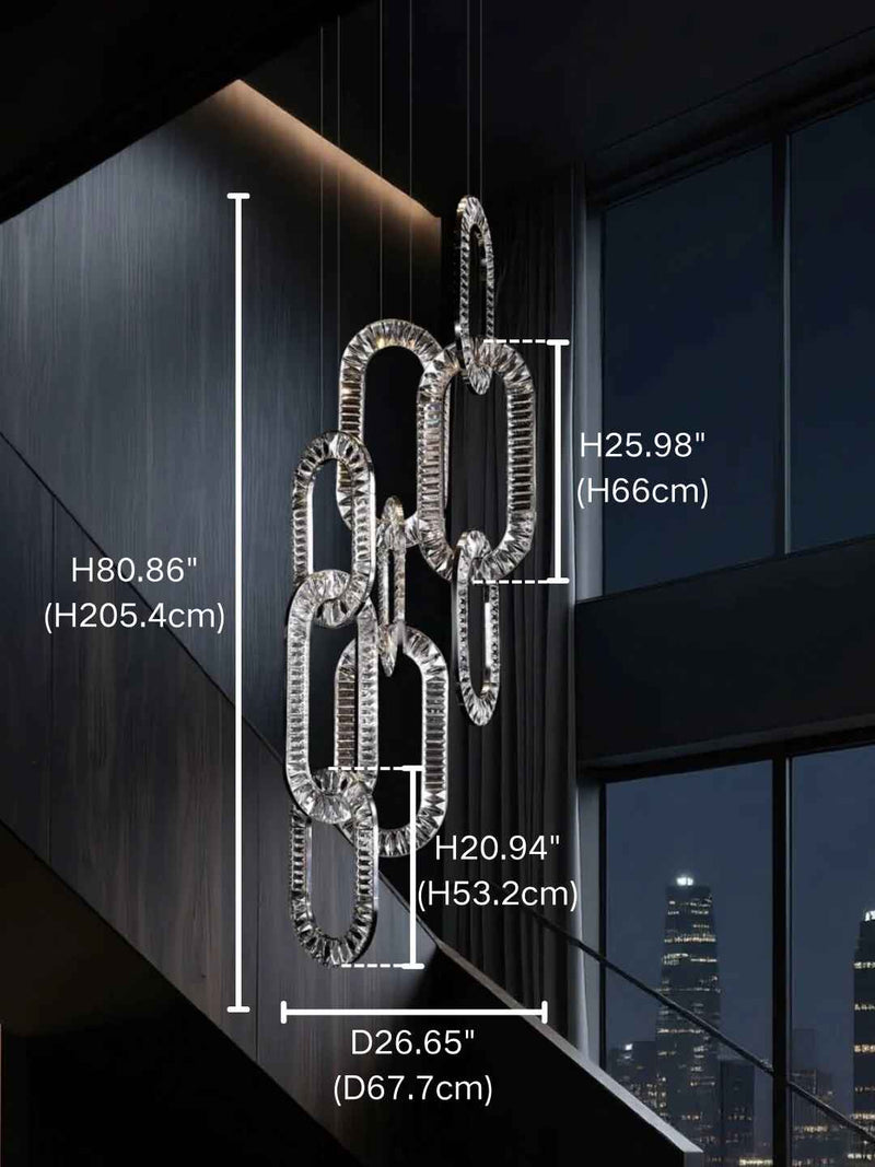 Modern Luxury Crystal Chain Cluster Chandelier for High Ceiling/Dining Room