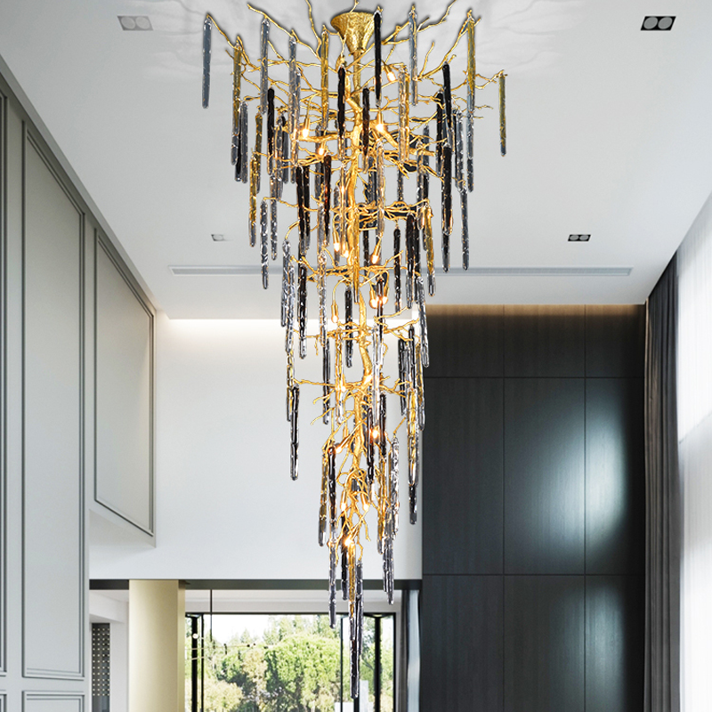 Dora Raindrop Colorful Crystal Staircase Chandelier - Feyran