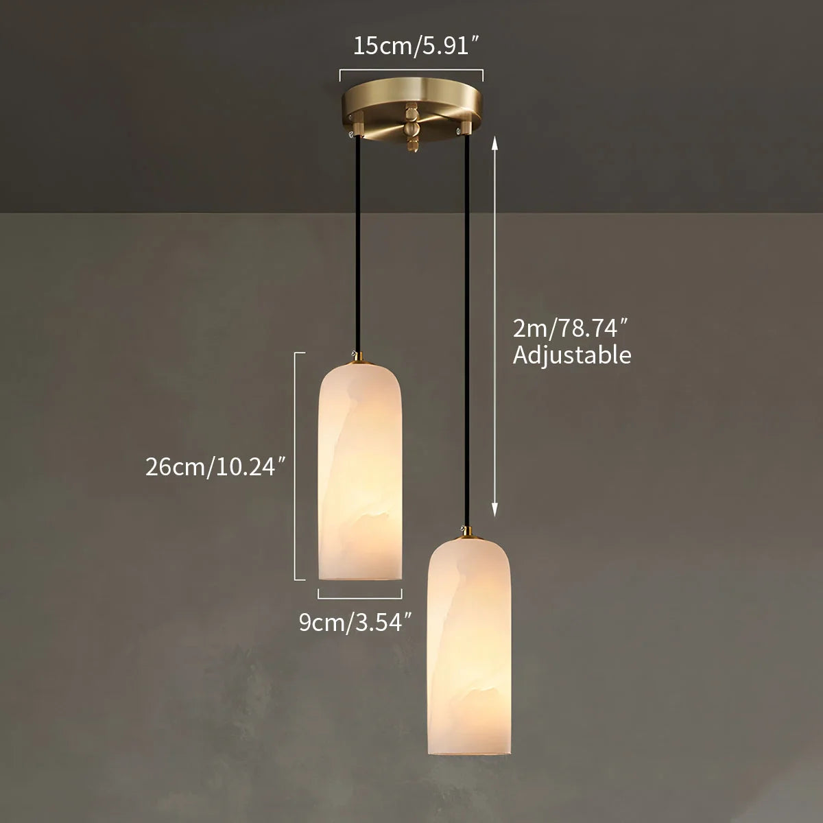 Feyran Modern All Copper Spanish Alabaster Pendant Light