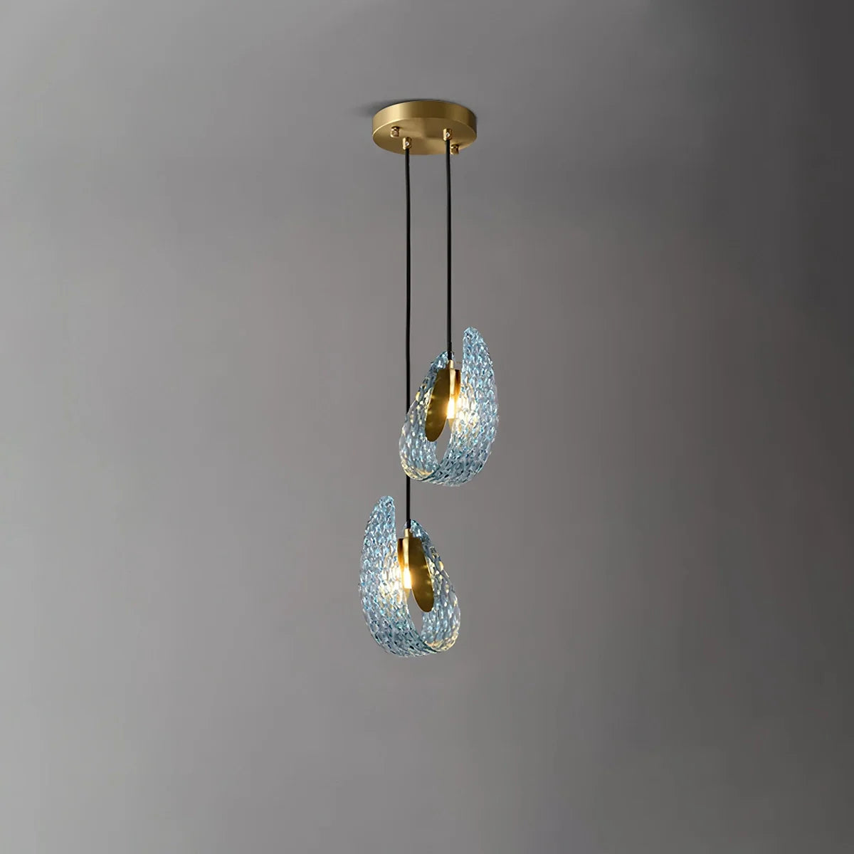 Feyran Peacock Blue Art Glass Chandelier for Dining Room