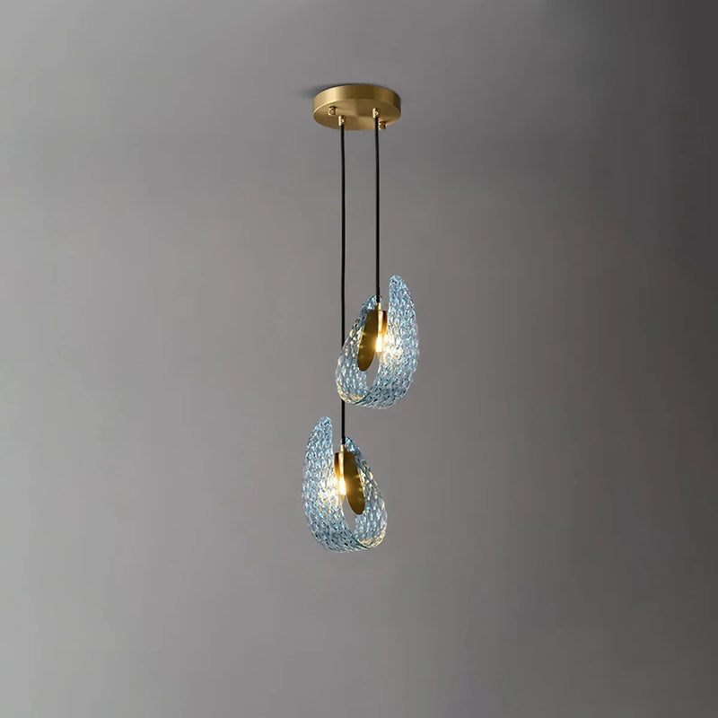 Feyran Peacock Blue Art Glass Chandelier for Dining Room
