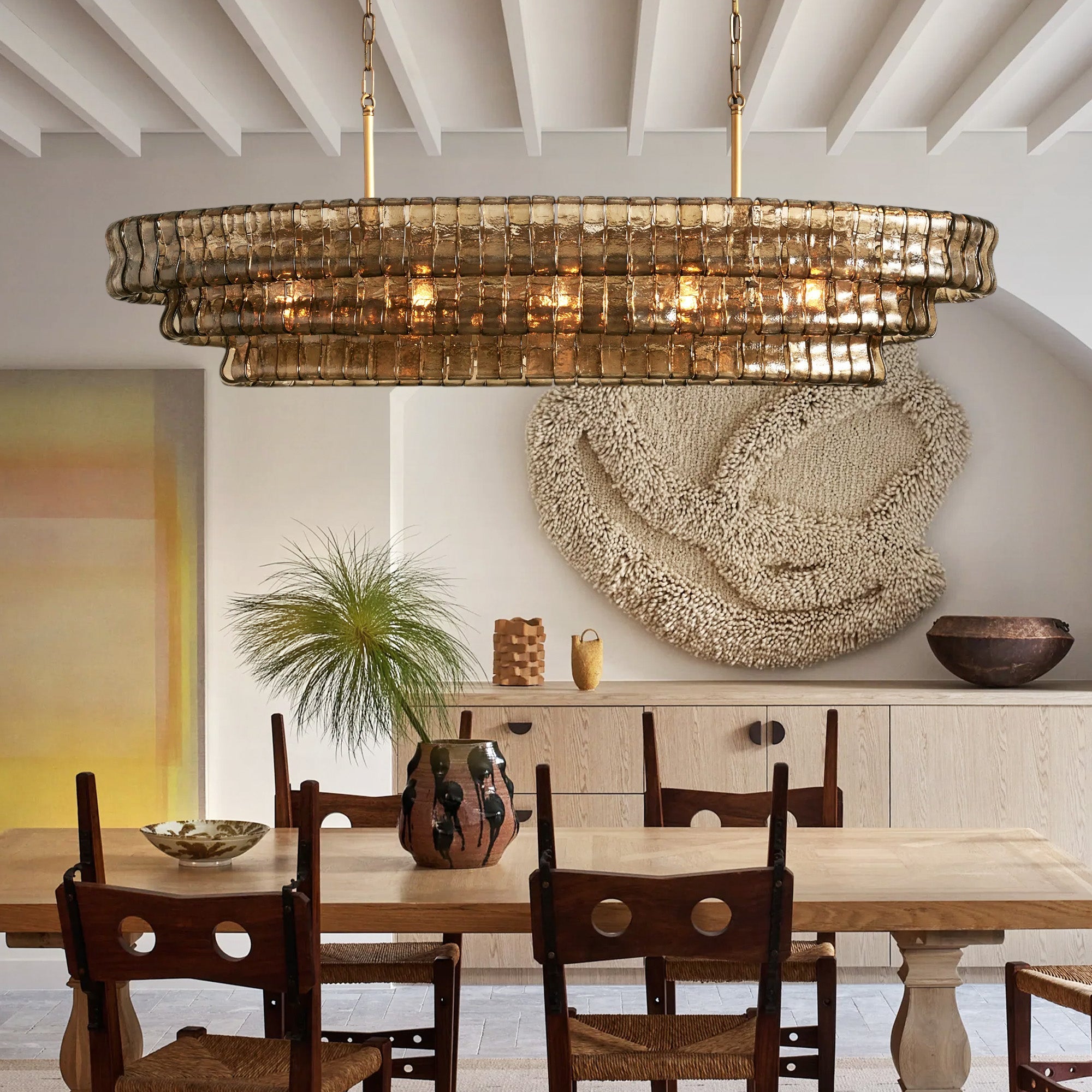 Ghiaccio Oval Chandelier 54"W/65"W