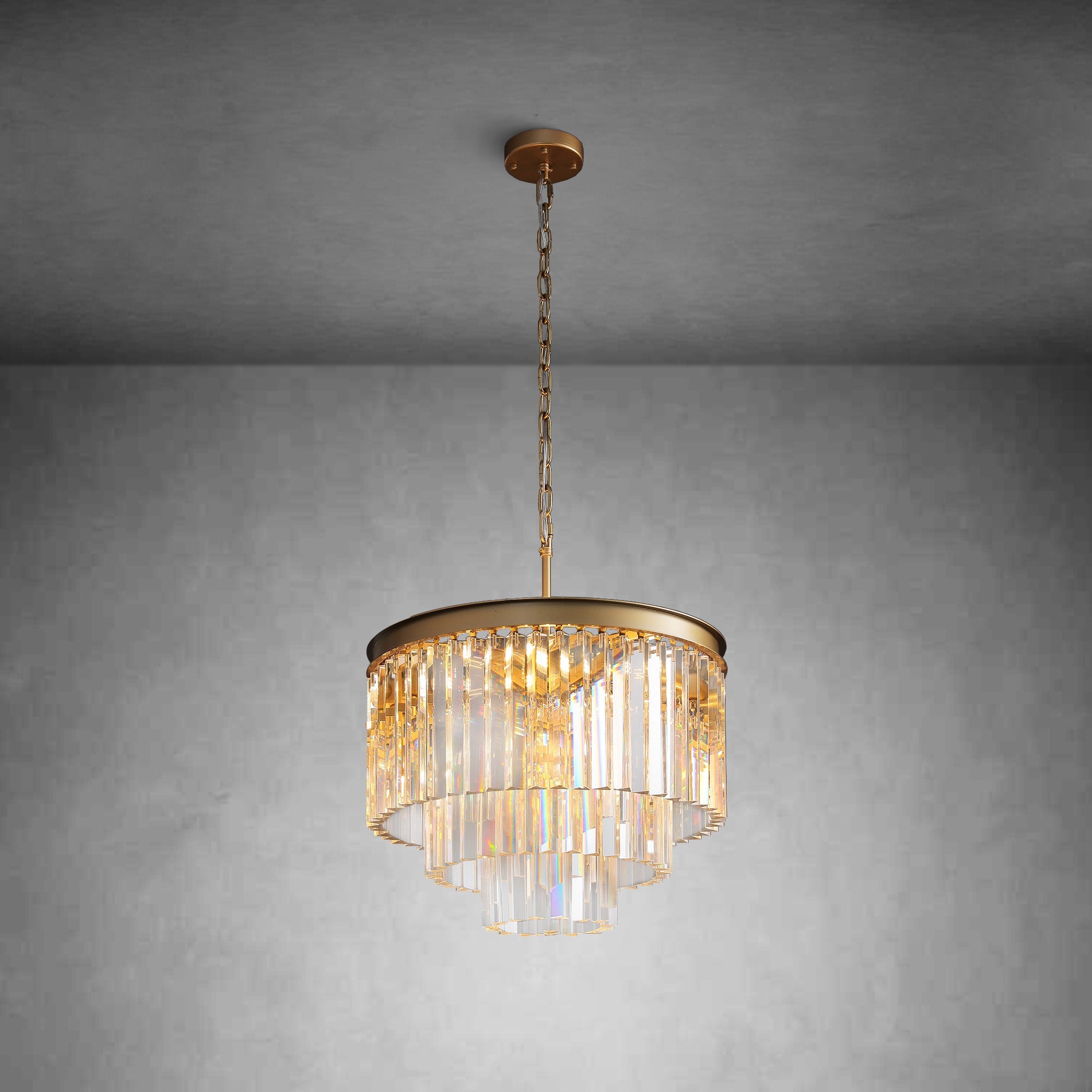Odiana Series K9 Crystal Tiered Round Chandelier 19" 31" 43" Chandelier For Living Room Dinning Room