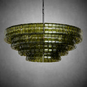 Ghiaccio Round Glass Chandelier-Chandelier-Feyran-Matte Black/Bronze-Green-36"-Feyran