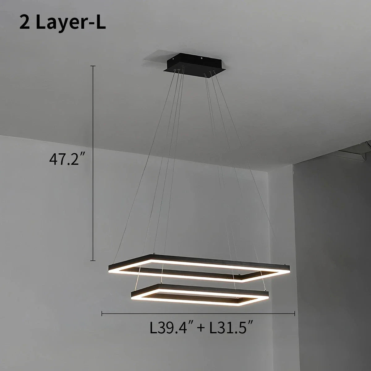 Feyran Modern Black Tiered Rectangular Chandelier