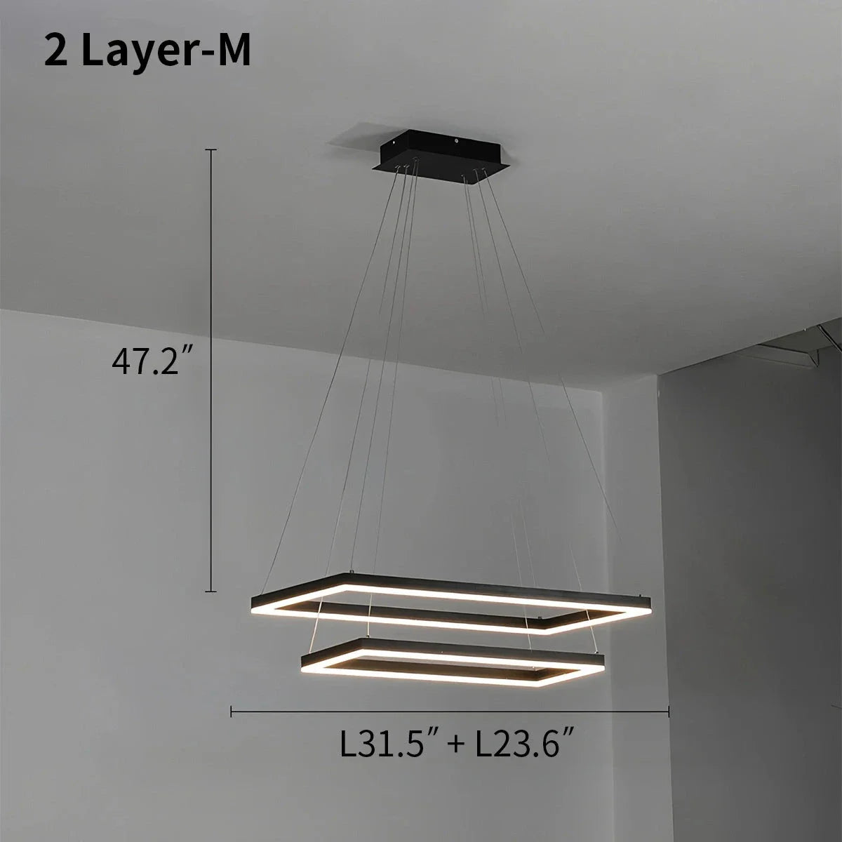 Feyran Modern Black Tiered Rectangular Chandelier