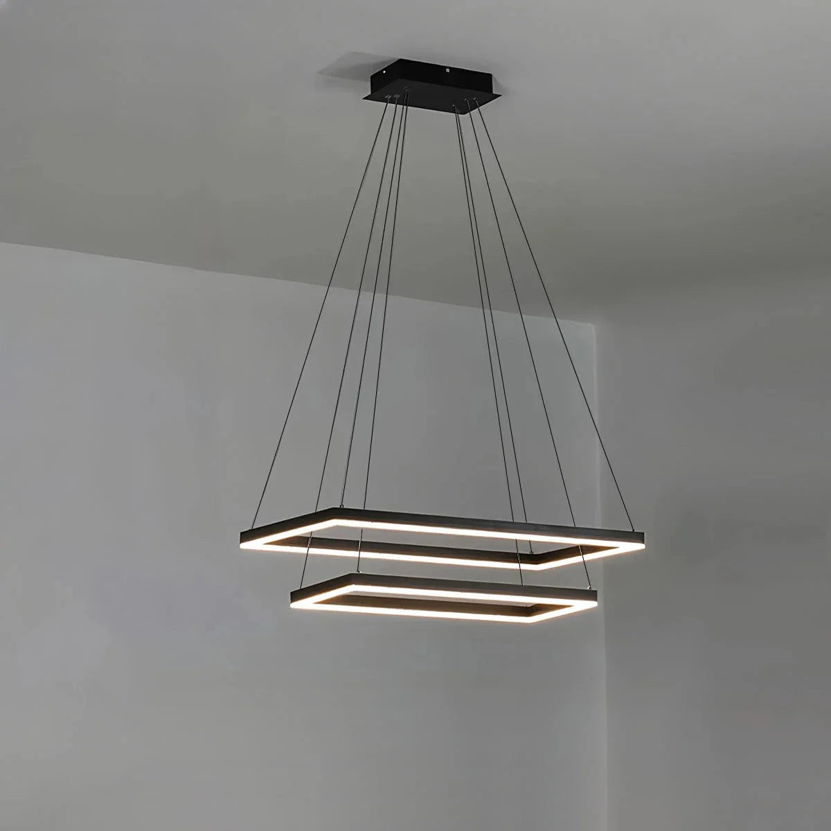 Feyran Modern Black Tiered Rectangular Chandelier