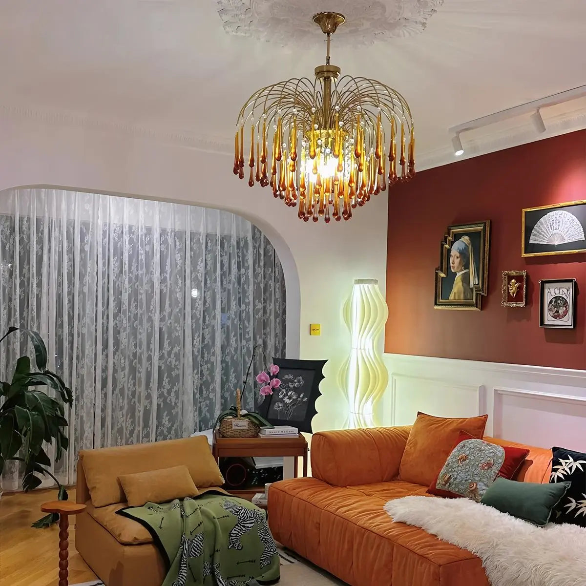 Feyran French Retro Water Drop Glass Chandelier