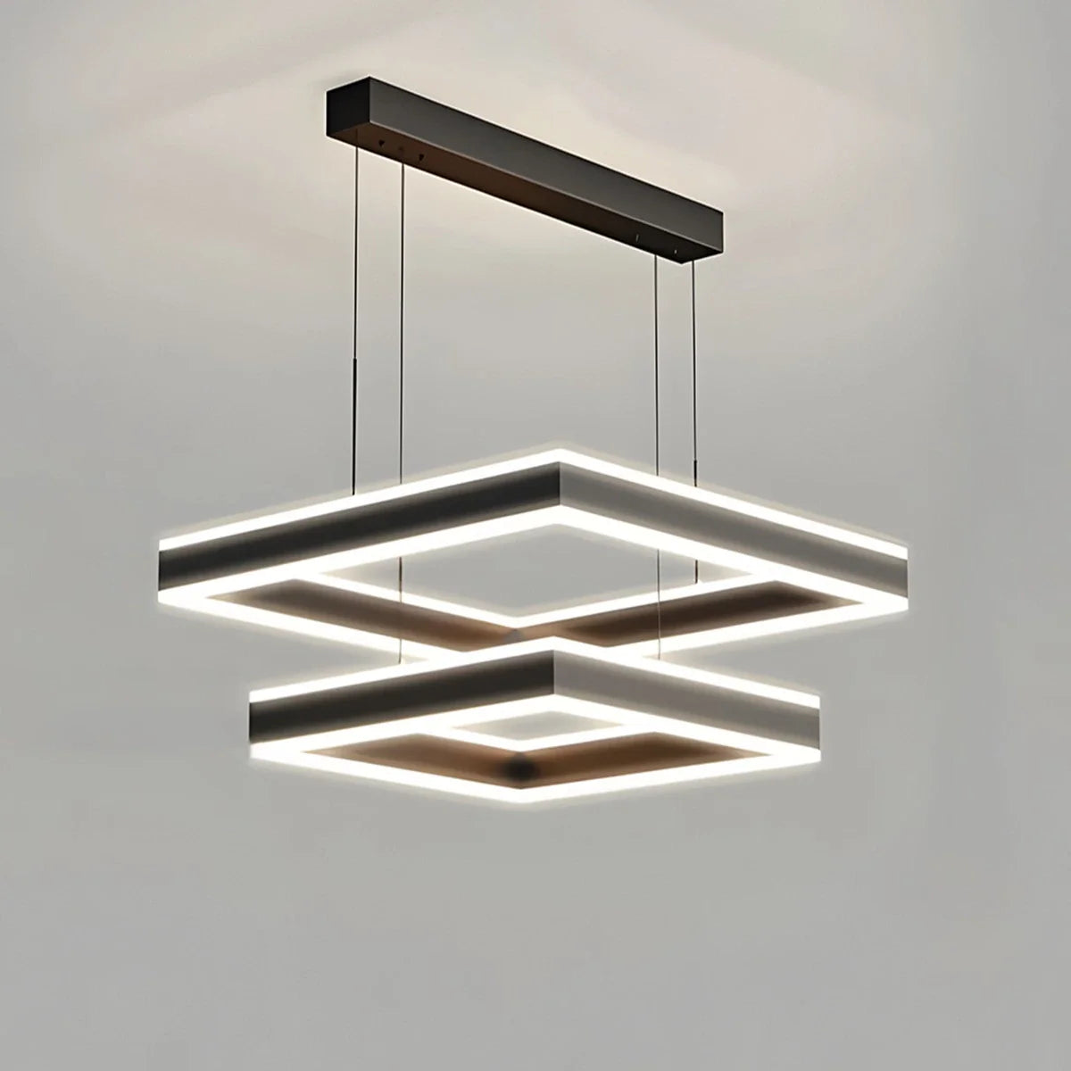 Feyran Tiered Black Square Pendant Lamp for Living Room