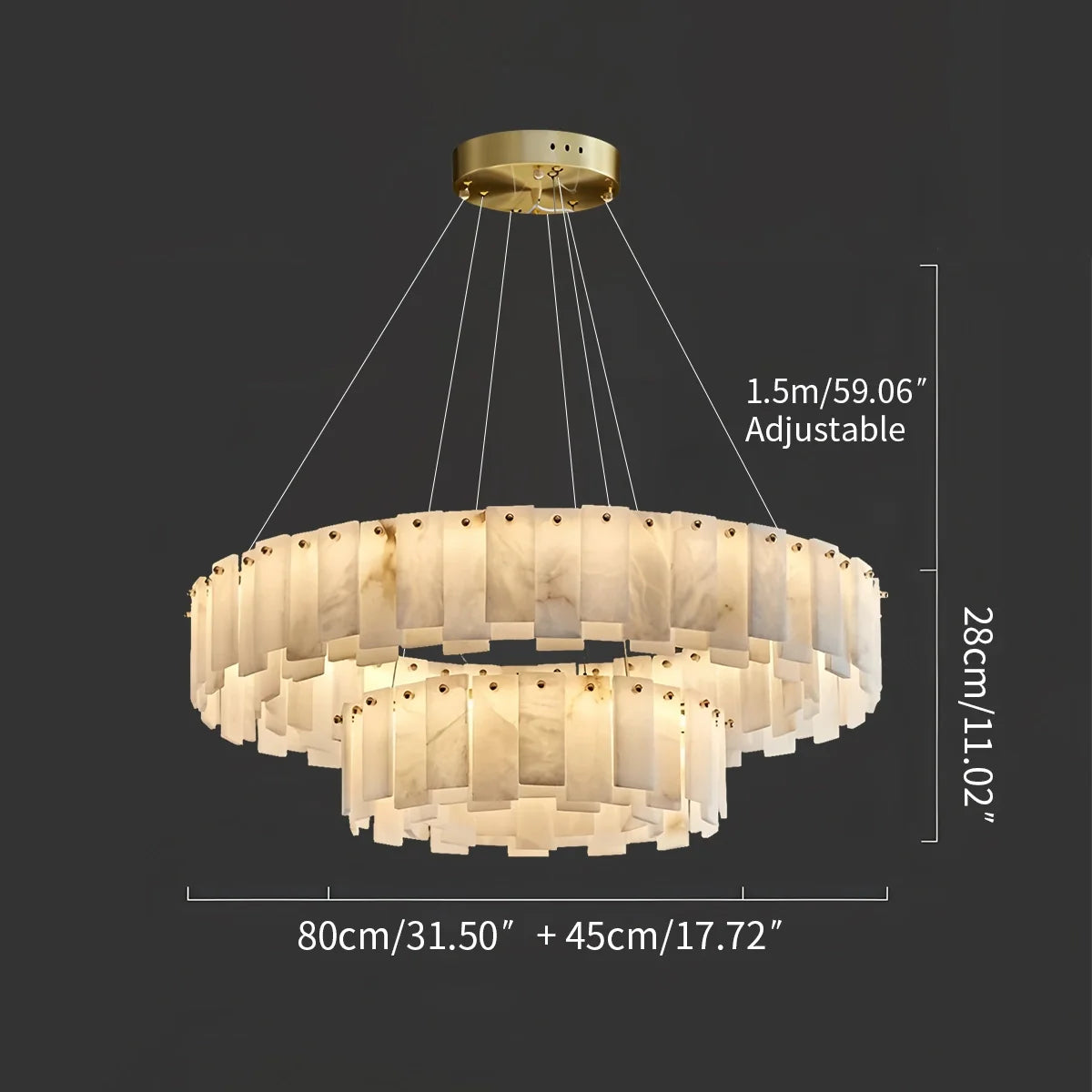 Feyran Modern Ring Spanish Alabaster Chandelier for Living Room