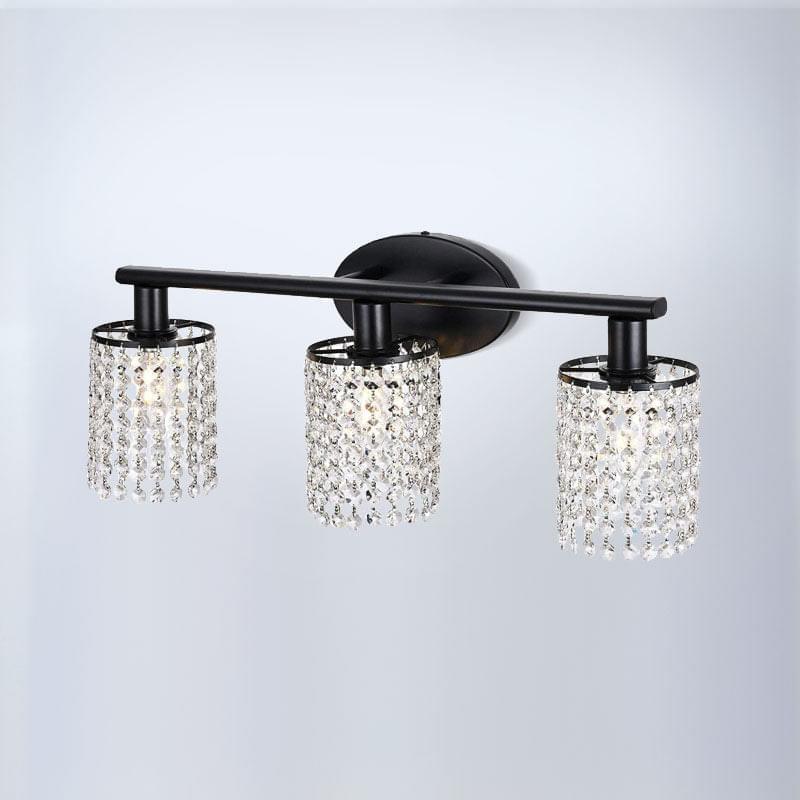 3 - Light Black Crystal Vanity Light