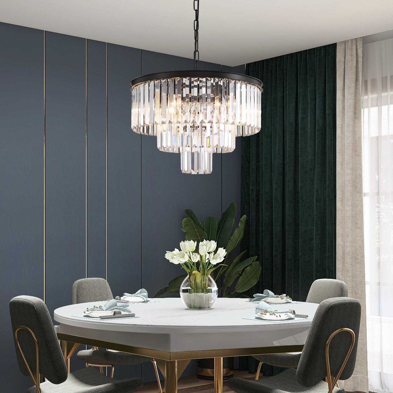 3-Tier Crystal Chandelier Lighting - Dinning Room | Feyran