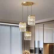 3-Light Gold Crystal Chandelier - Linear Pendant Light-2|Feyran