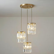 3-Light Gold Crystal Chandelier - Linear Pendant Light-4|Feyran