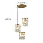 3-Light Gold Crystal Chandelier - Linear Pendant Light-size|Feyran
