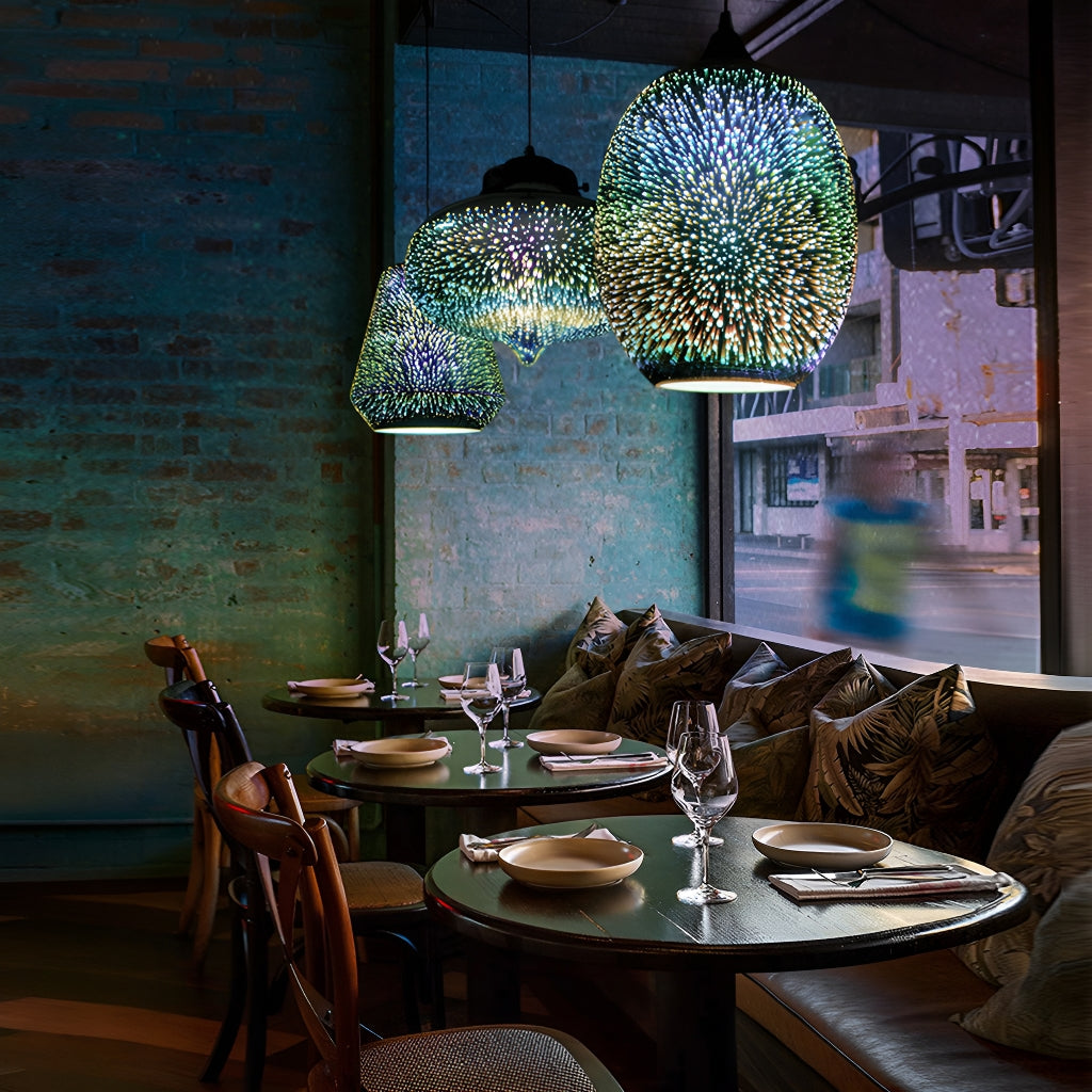 3 Lights 3D Colorful Glass Fireworks ART Pendant Light-dining-room-1| Feyran
