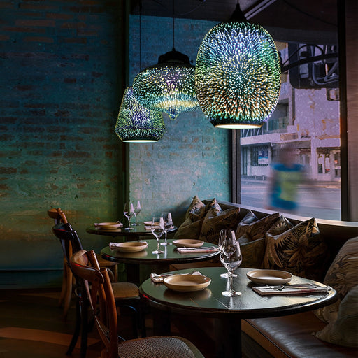 3 Lights 3D Colorful Glass Fireworks ART Pendant Light-dining-room-1| Feyran