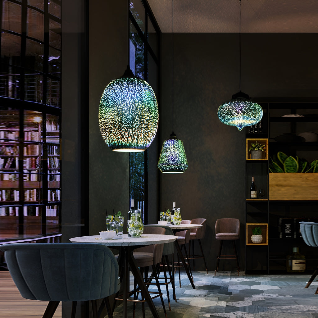 3 Lights 3D Colorful Glass Fireworks ART Pendant Light-dining-room-2| Feyran