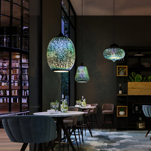 3 Lights 3D Colorful Glass Fireworks ART Pendant Light-dining-room-2| Feyran