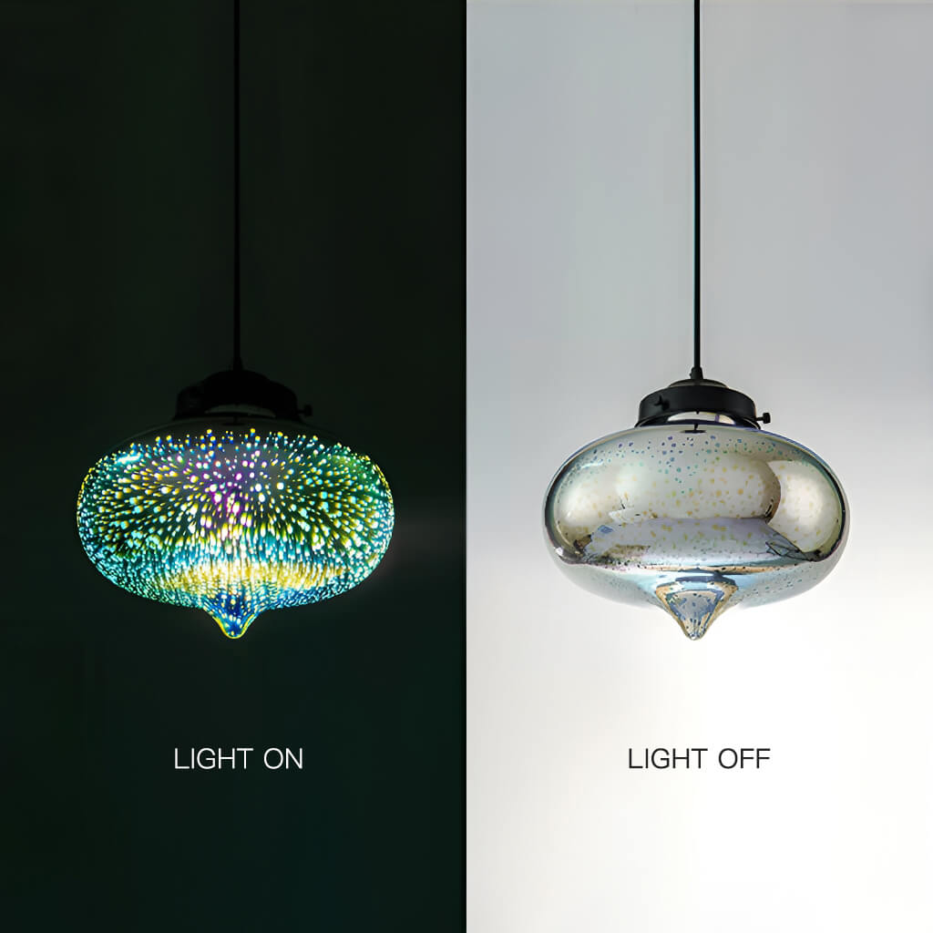 3 Lights 3D Colorful Glass Fireworks ART Pendant Light-light-off| Feyran